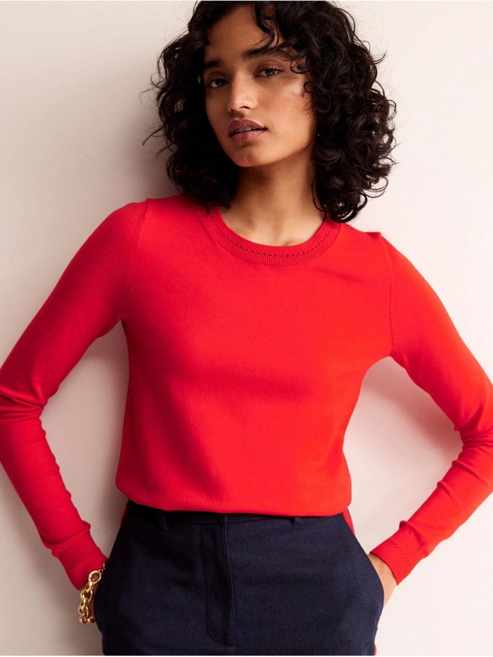 Boden Red Emilia Cotton Crew Neck Jumper- NWT Sz XL